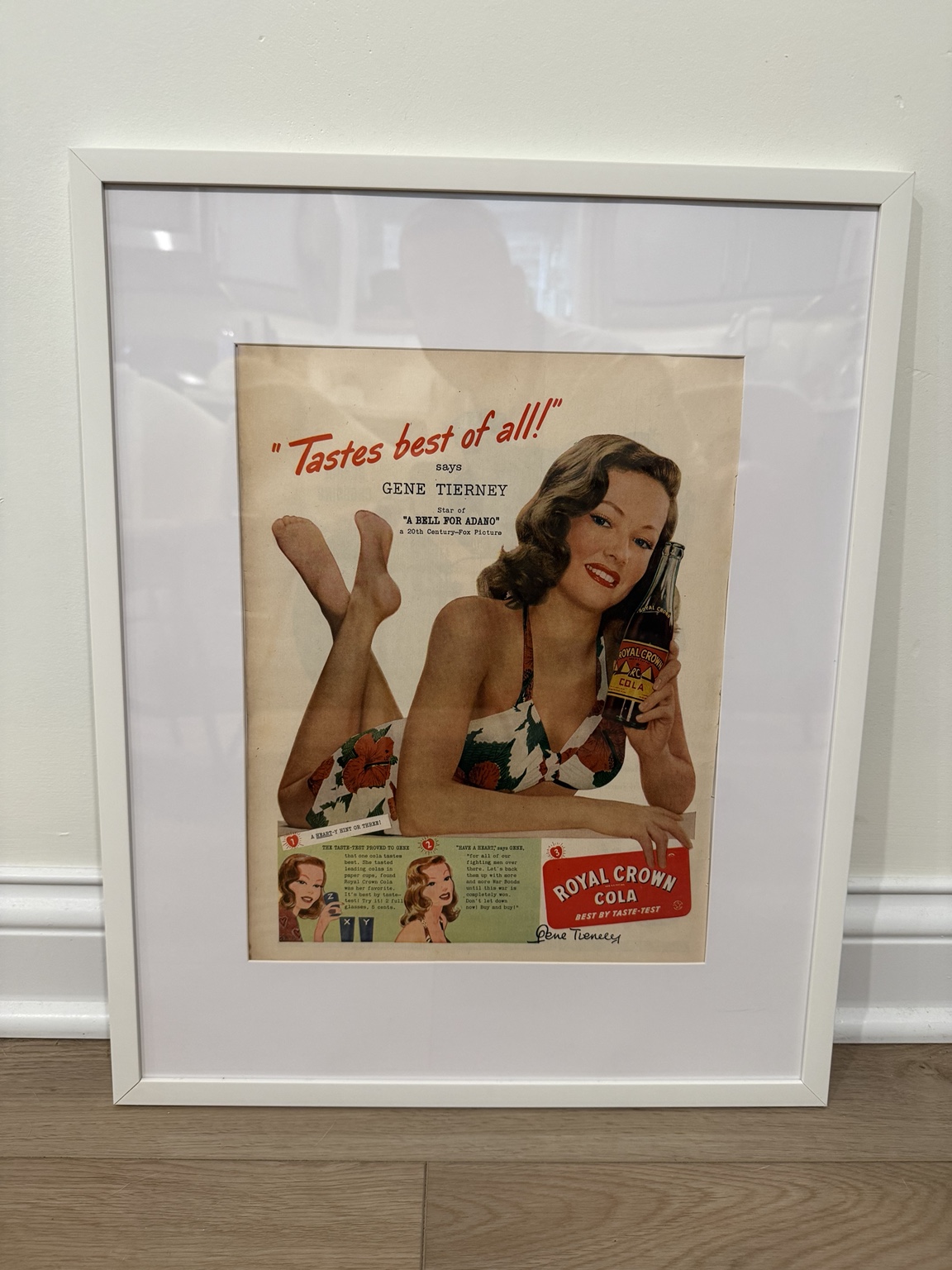 Royal Crown Cola - Gene Tierney Tastes Best of All!