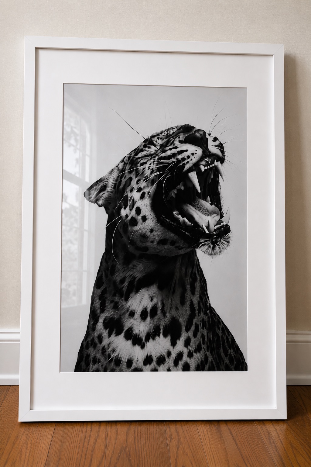 Black-and-White Leopard Photograph